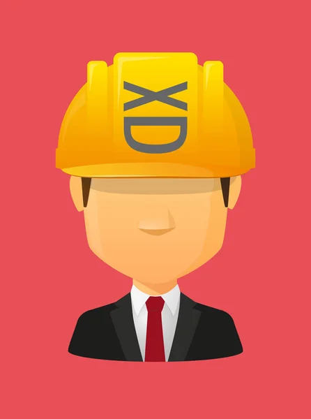 Worker avatar with   a laughing text face — Stock Vector