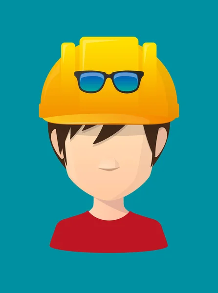 Arbeiter-Avatar mit Sonnenbrille — Stockvektor