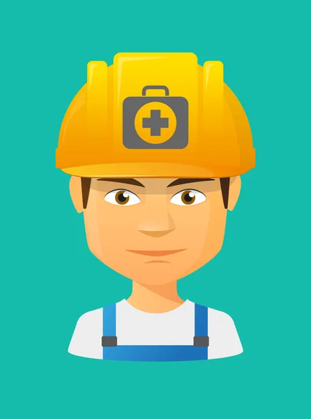 Avatar trabalhador com um ícone kit de primeiros socorros — Vetor de Stock