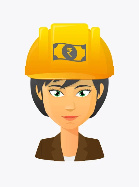 Avatar de trabajador con un icono de nota de banco de rupia — Vector de stock