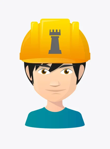 Avatar de trabajador con una figura de ajedrez de torre — Archivo Imágenes Vectoriales