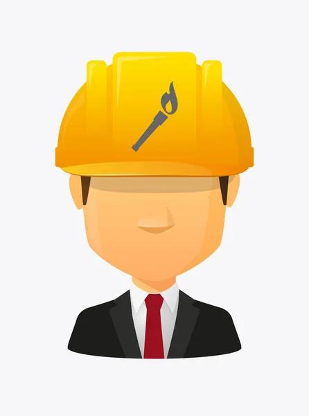 Worker avatar with  a torch icon — Stock Vector