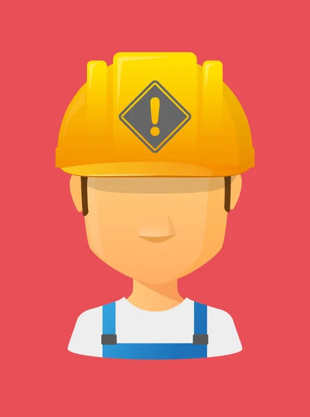 Worker avatar with   a warning road sign — Stock Vector