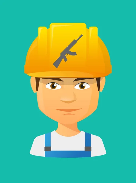 Trabajador avatar con una ametralladora signo — Vector de stock