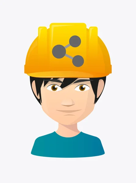 Trabajador avatar con un signo de red — Vector de stock