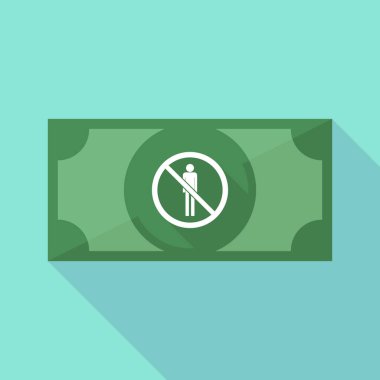 Uzun gölge banknot ile bir değil, bir erkek piktogram s izin