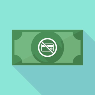 Uzun gölge banknot bir değil bir kredi kartı ile kayıt izin