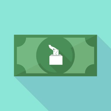 Uzun gölge banknot bir zarf ba ekleme bir el ile