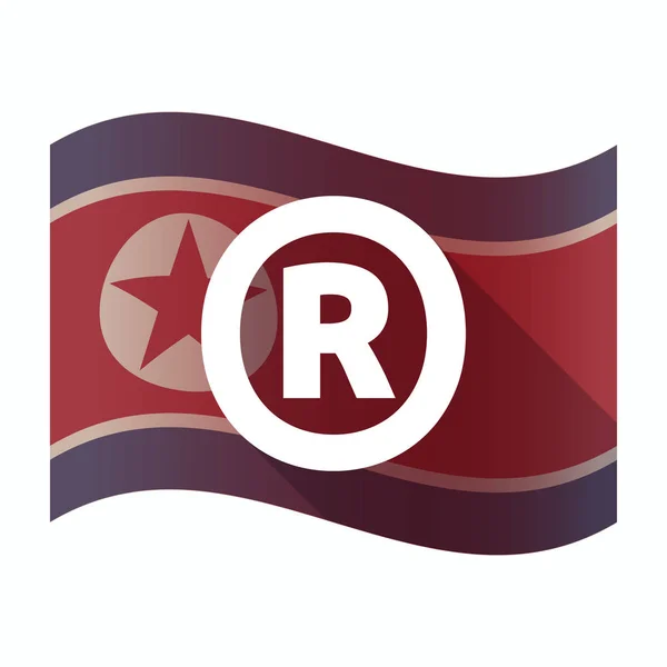 Bandiera isolata della Corea del Nord con il marchio registrato symbo — Vettoriale Stock