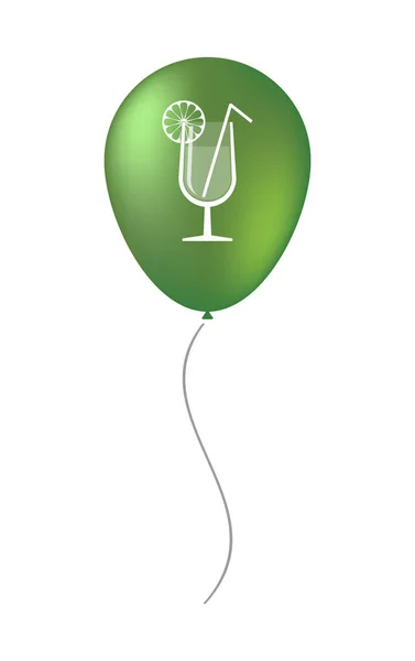 Isolierte Ballon mit einem Cocktailglas mit einer Scheibe Zitrone ein — Stockvektor