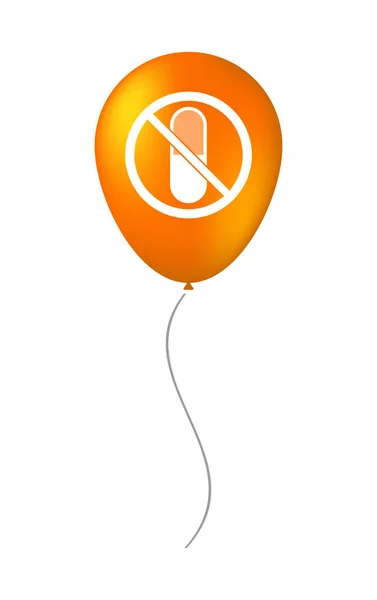 Isolated balloon with  a pill  in a not allowed signal — Stock Vector
