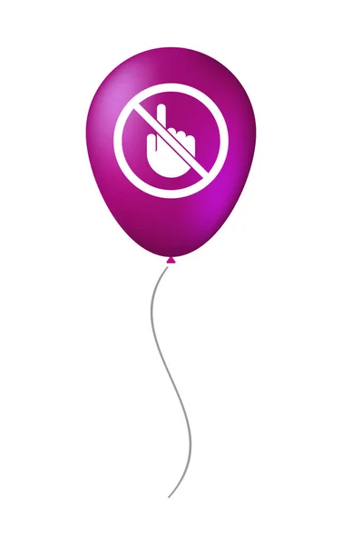 Isolated balloon with  a touching hand  in a not allowed signal — Stock Vector