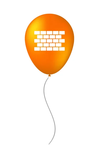 Isolated balloon with  a brick wall — Stock Vector