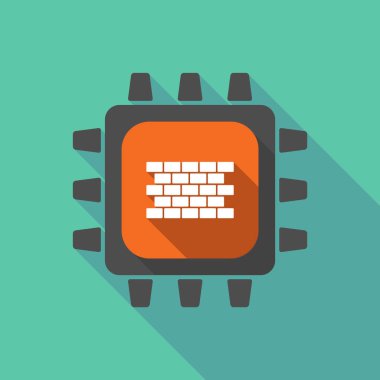Uzun bir tuğla duvar ile cpu gölge