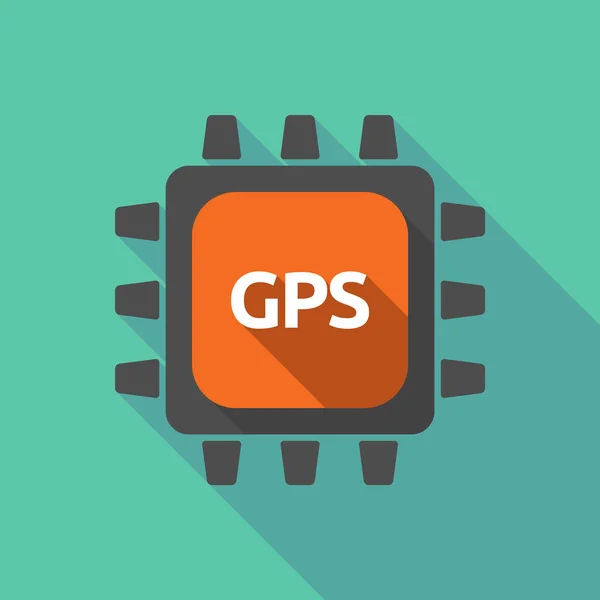 Длинный тенистый процессор с аббревиатурой GPS Глобальной системы позиционирования — стоковый вектор