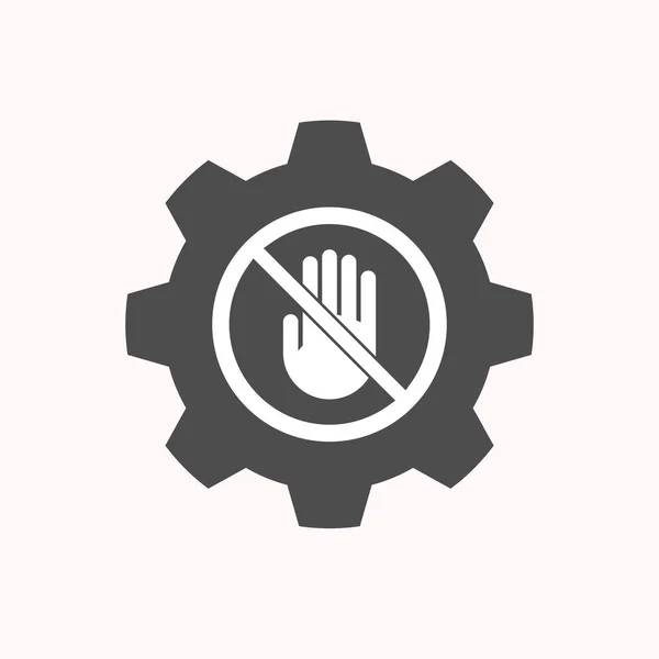 Izolované gear s rukou v signál není povoleno — Stockový vektor