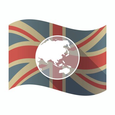 Bir Asya Pasifik Dünya harita ile izole İngiltere bayrağı