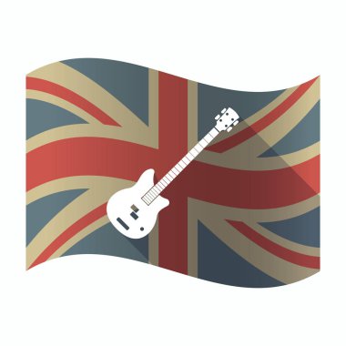 Bir dört dize elektrik bas gitar ile izole İngiltere bayrağı