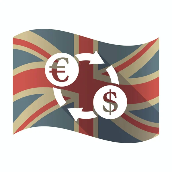 Isolated UK flag with  an euro dollar exchange sign — Stock Vector