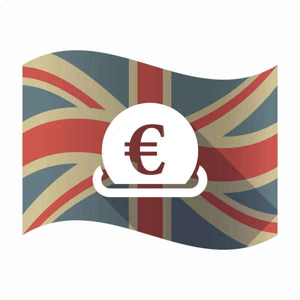 Isolated UK flag with  an euro coin entering in a moneybox — Stock Vector