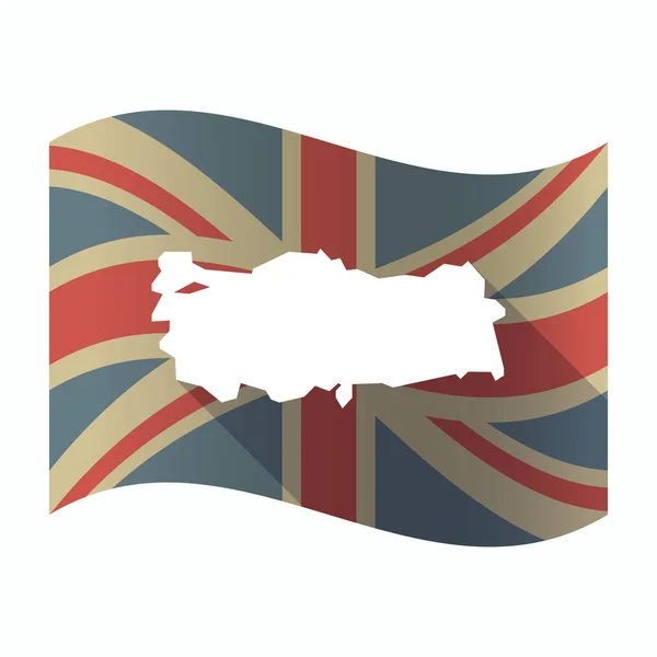 Elszigetelt brit zászló Törökország Térkép — Stock Vector