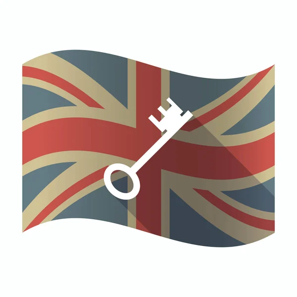 Isolated UK flag with  a vintage key — Stock Vector