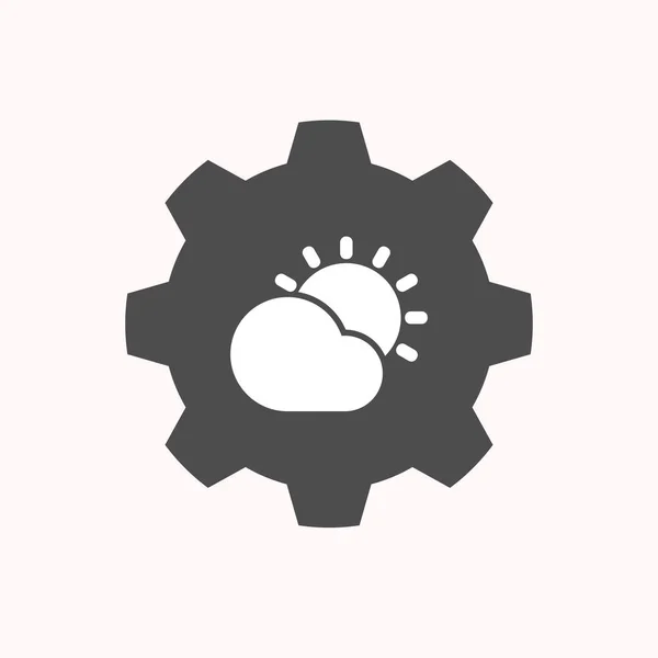 Isolated gear with  the Sun shining behind a cloud — Stock Vector