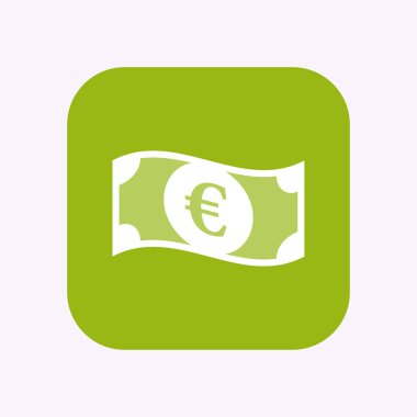 Bir euro banknot ile izole düğmesi