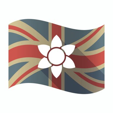 Bir lotus çiçeği ile izole İngiltere bayrağı