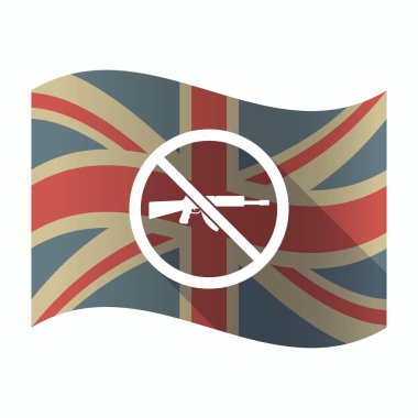 Yasak bir sinyal bir tüfek ile izole İngiltere bayrağı 