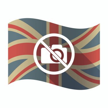 Yasak bir sinyal içinde bir fotoğraf makinesi ile izole İngiltere bayrağı 