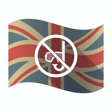 Dalış bir gözlük ve bir değil bir şnorkel ile izole İngiltere bayrağı 