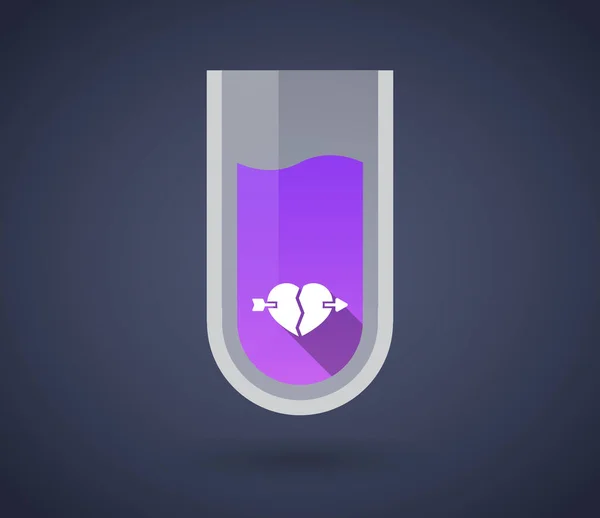 Tube à essai chimique avec un cœur brisé percé par une flèche — Image vectorielle