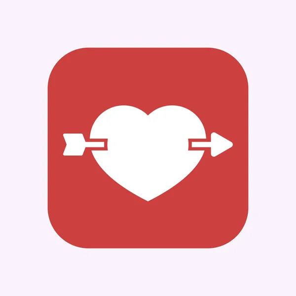 Isolated button with  a heart pierced by an arrow — Stock Vector