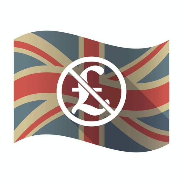 Geïsoleerde Uk vlag met een pond inloggen van een niet toegestane signaal — Stockvector