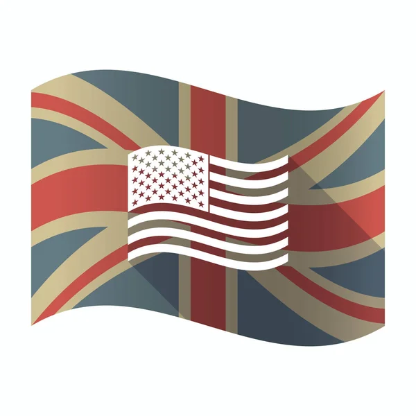Isolated UK flag with  the Unites States of America waving flag — Stock Vector