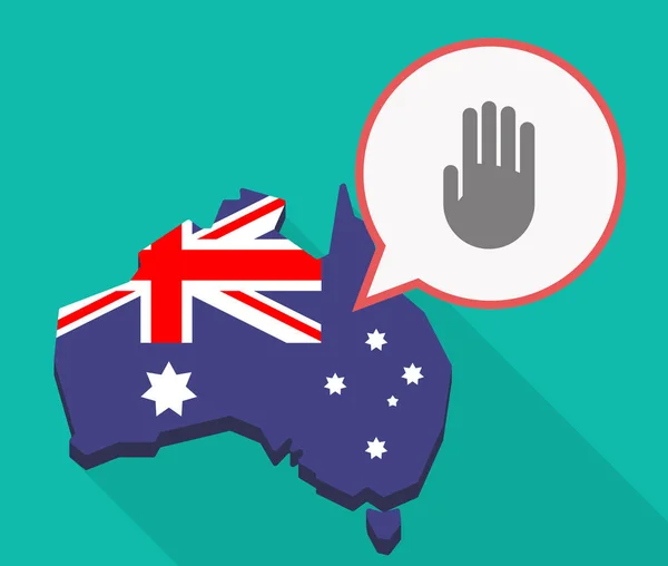 Long shadow Australia mmap con una mano — Vector de stock