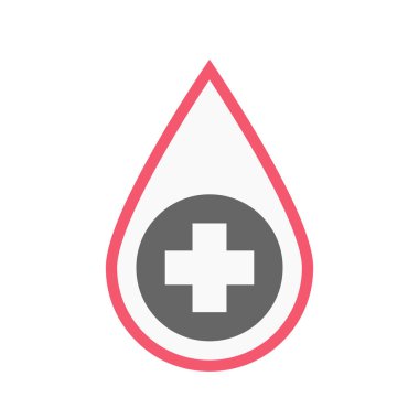 İzole kan damla bir yuvarlak eczane işaretiyle