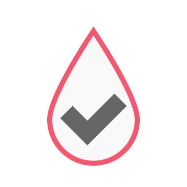 Onay işareti ile izole kan damlası