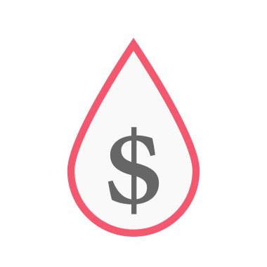 Bir dolar işareti olan izole kan damlası 