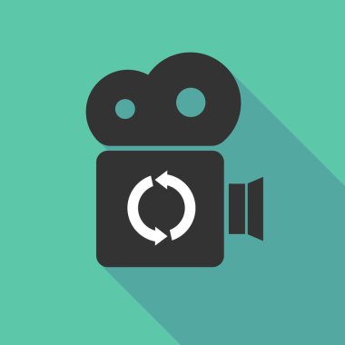 Uzun gölge kamera yuvarlak geri dönüşüm işareti ile