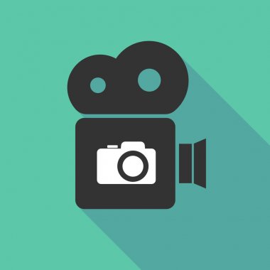 Uzun gölge kamera ile bir fotoğraf makinesi