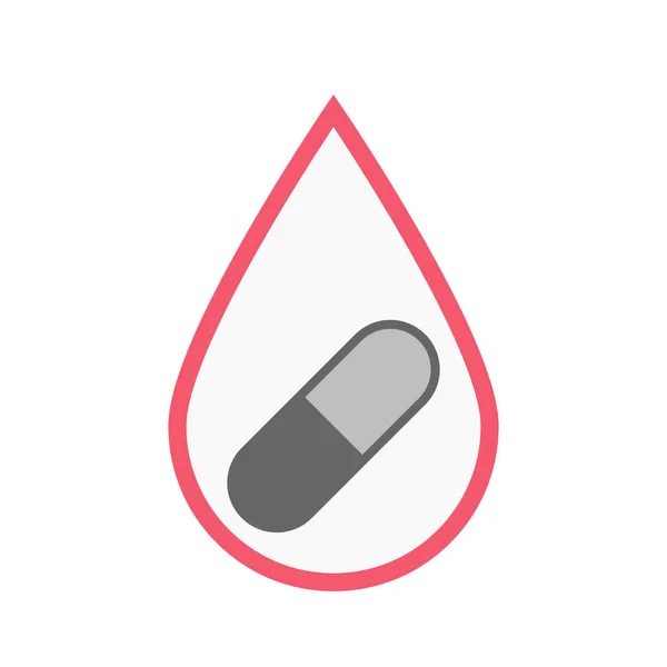 Isolated blood drop with a pill — Stock Vector