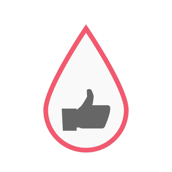 Isolated blood drop with a thumb up hand — Stock Vector