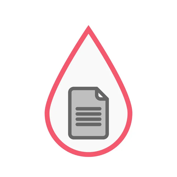Isolated blood drop with a document — Stock Vector