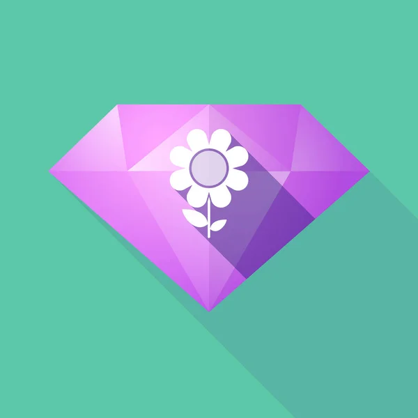 Diamante de sombra larga con una flor — Vector de stock