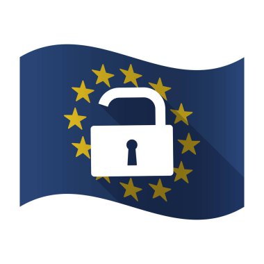 Bir açık kilit pad ile izole AB bayrağı