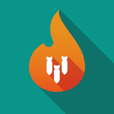 Uzun gölge alev ile üç bomba düşüyor