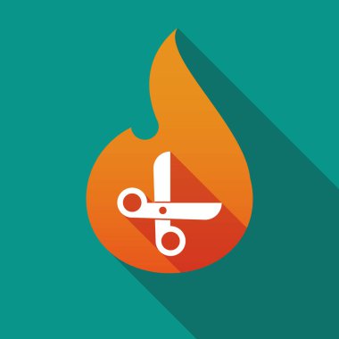 Uzun gölge alev bir makas ile kesme