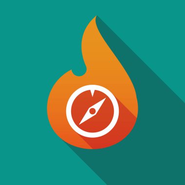 Uzun gölge alev bir pusula ile